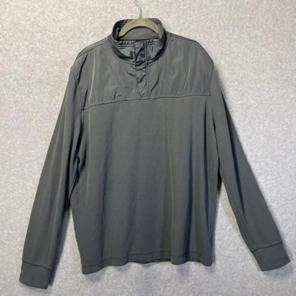 BANANA REPUBLIC 1/4 Zip Collared Gray Pullover Thermal Shirt Long Sleeve Mens XL